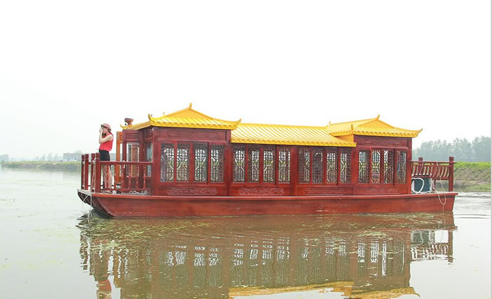 廠家直銷大型仿古電動觀光游船 餐飲船 公園景區(qū)畫舫木船